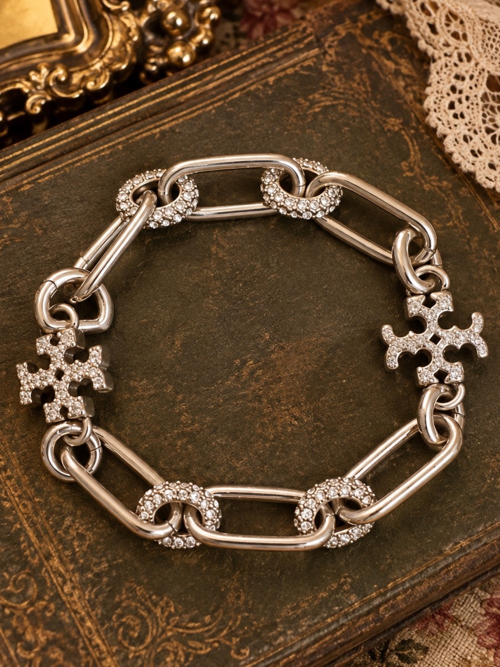 🆕 TORY BURCH • Silver Roxanne Crystal Chain Bracelet - Picture 7 of 7